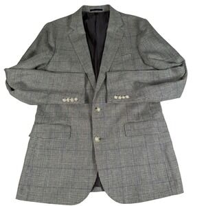 J. Crew Ludlow Slim Fit Plaid Wool Blend Blazer Mens‎ 40L Gray Sport Coat Light